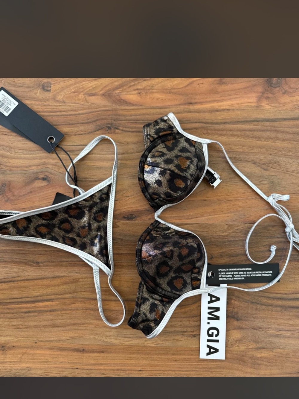I.AM.GIA Leopard Print Bikini with Silver Trim